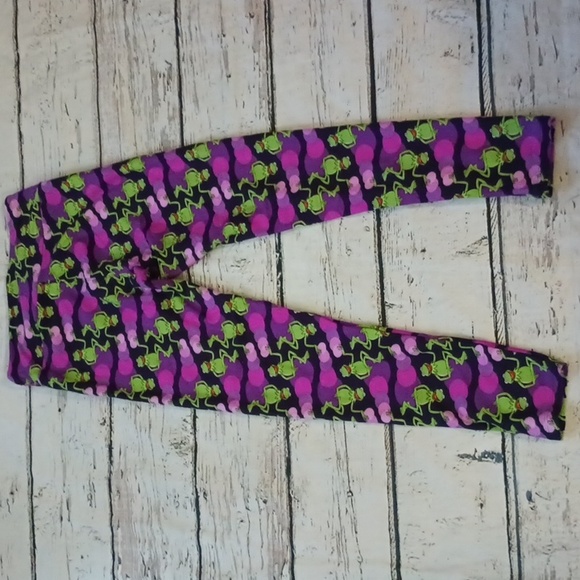 Lularoe Purple Green Kermit The Frog Leggings OS - Picture 7 of 7
